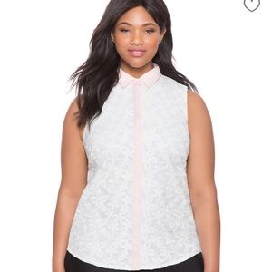 Eloquii embroidered organza floral top NWT